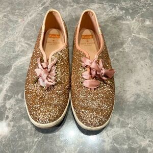 Keds for Kate Spade Rose Gold Glitter Sneaker Flats Size 7.5 Women’s